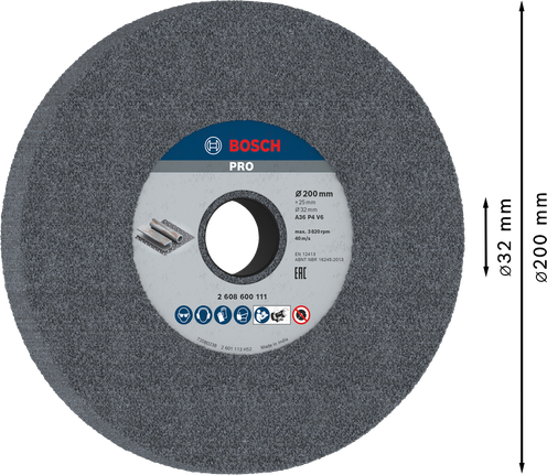 Bosch金屬砂輪 200 x 25 x 32 mm G36。